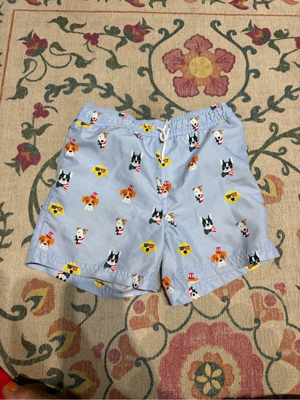 Janie and Jack Light Blue Boys' Dog Print Swim Trunks size 7